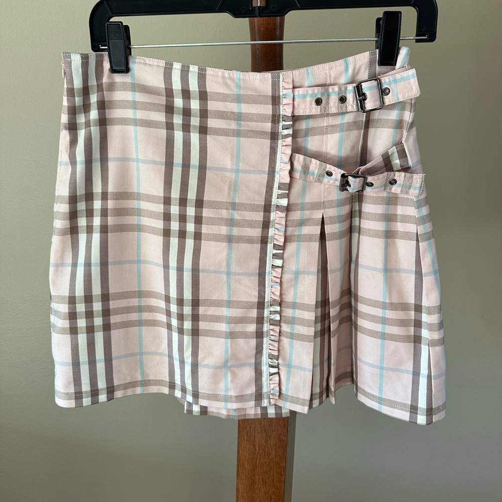 Burberry Plaid Pink Mini Skirt, Size M